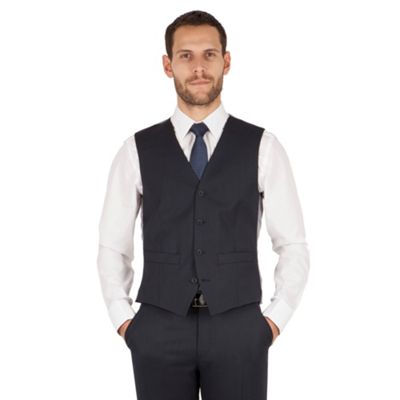 J by Jasper Conran J by Jasper Conran Navy mirco 4 button front tailored fit occasions suit waistcoat
